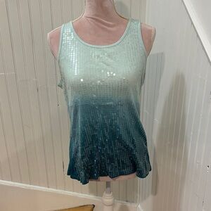 Shimmering Teal Sequin Tank Top